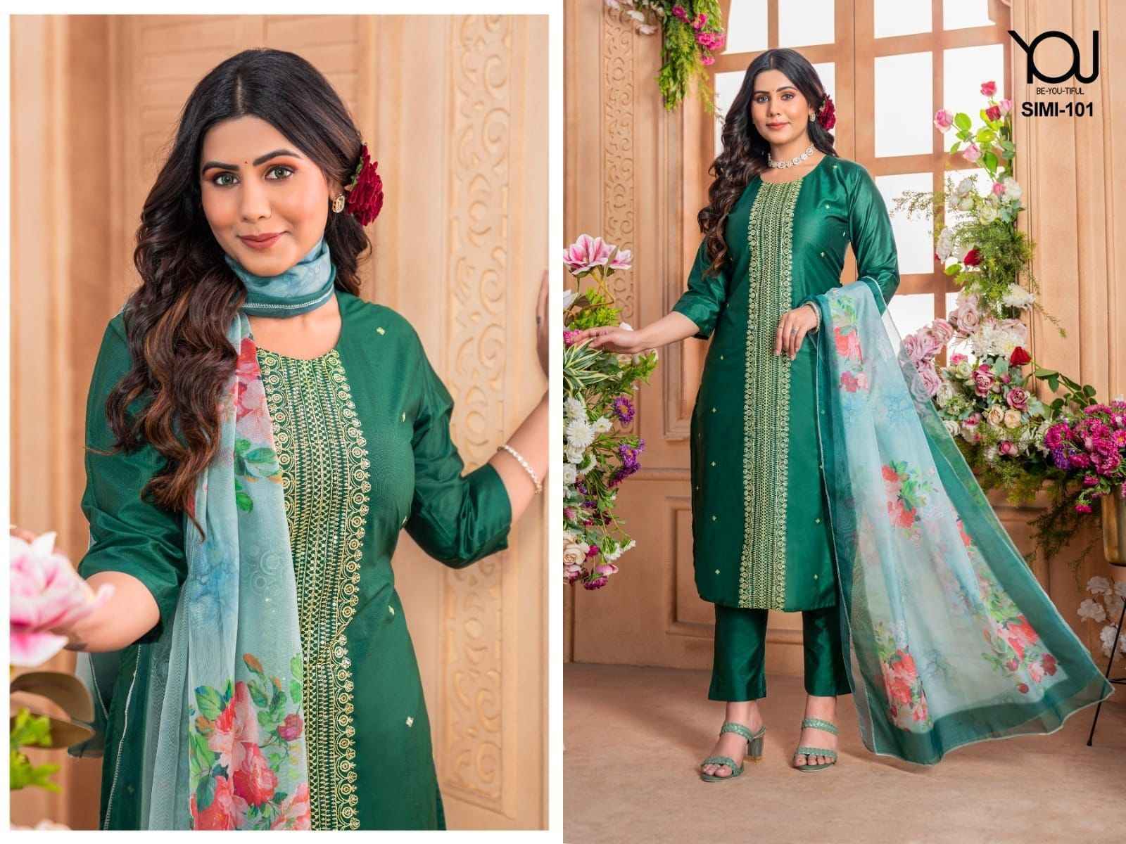 Wanna You Simi Heavy Chanderi Readymade Suit 4 Pc Catalog