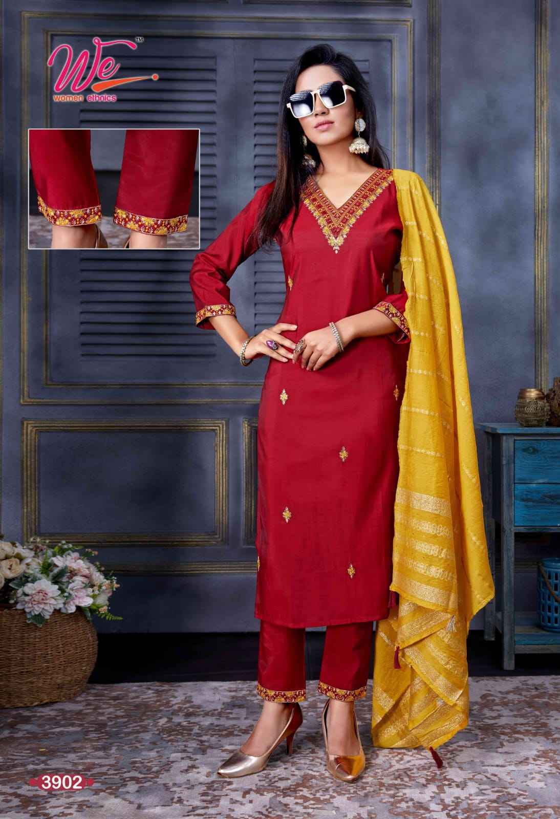 We Zia Roman Silk Readymade Suit 6 Pc Catalouge