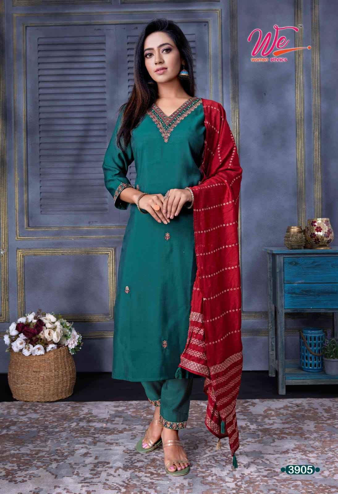 We Zia Roman Silk Readymade Suit 6 Pc Catalouge