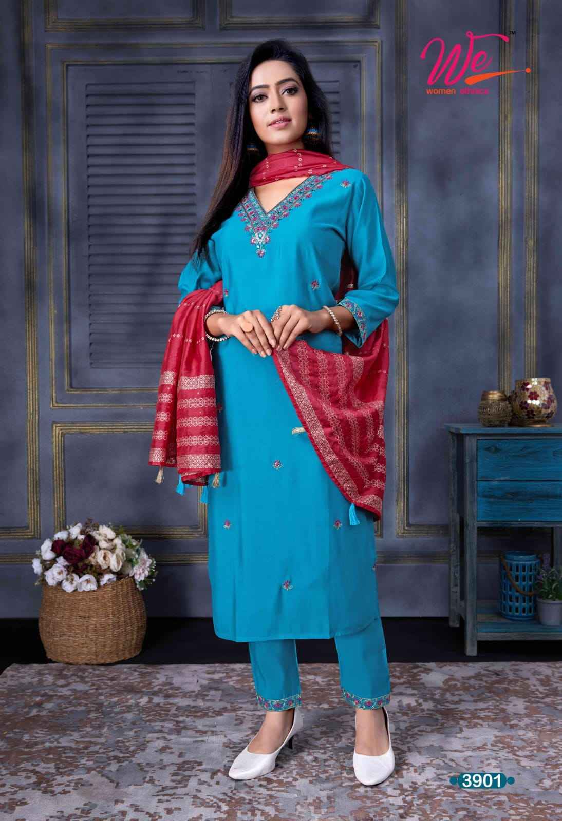 We Zia Roman Silk Readymade Suit 6 Pc Catalouge