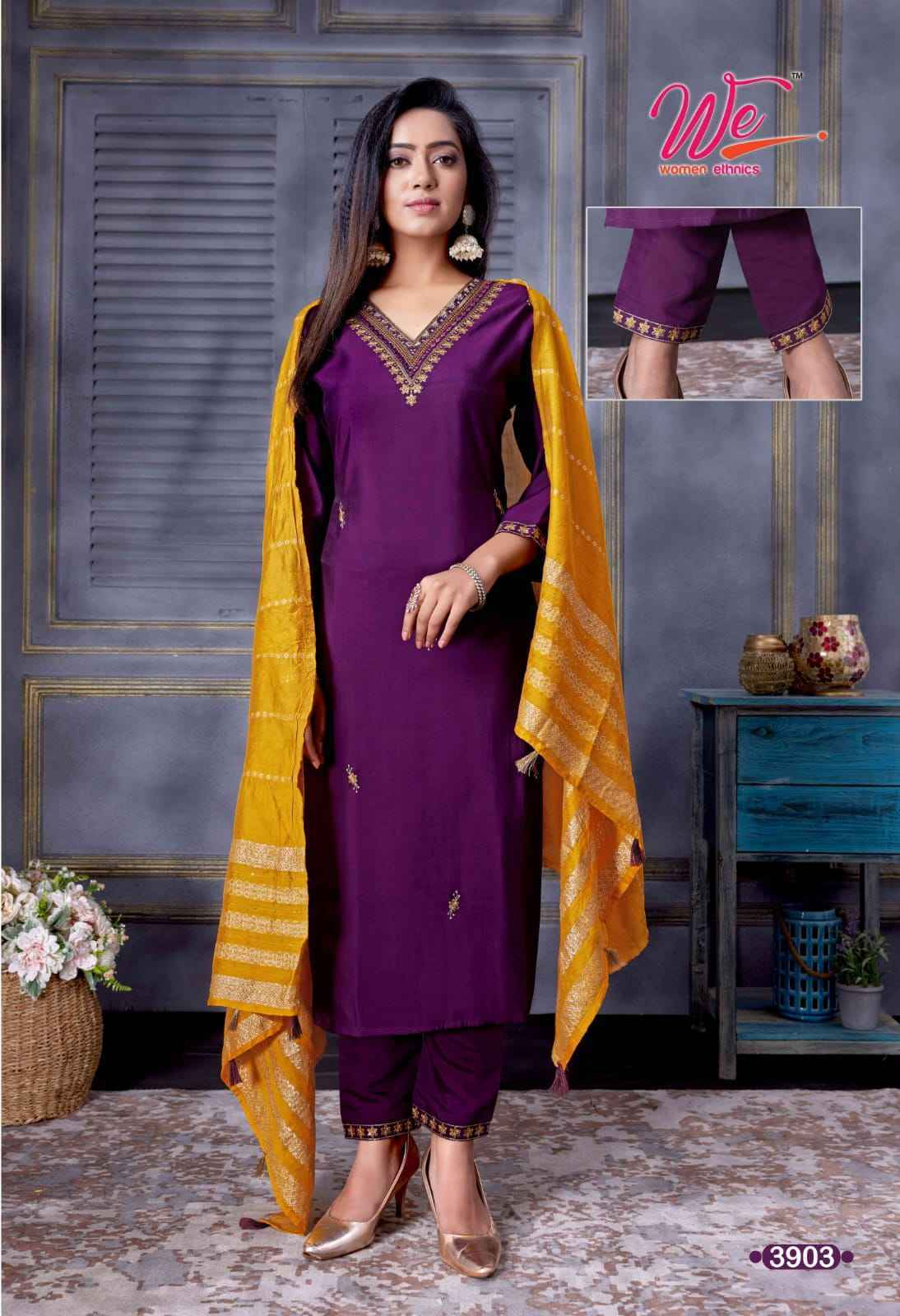 We Zia Roman Silk Readymade Suit 6 Pc Catalouge