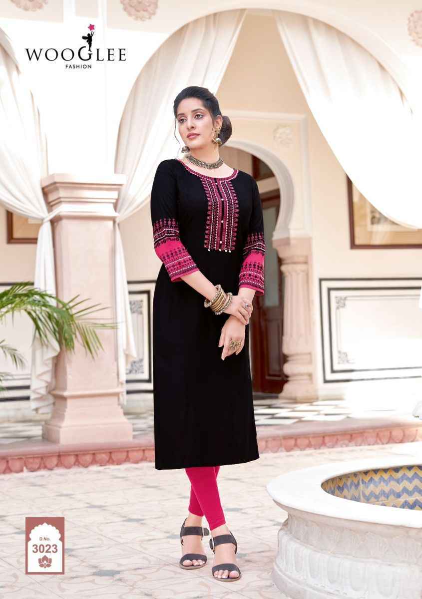Wooglee Salonee Vol 5 Rayon Kurti 6 pcs Catalogue