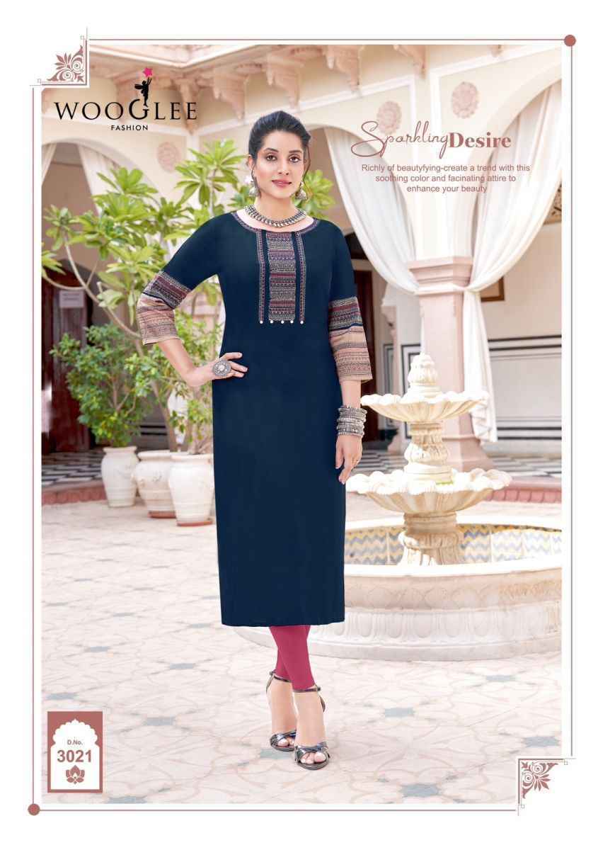 Wooglee Salonee Vol 5 Rayon Kurti 6 pcs Catalogue