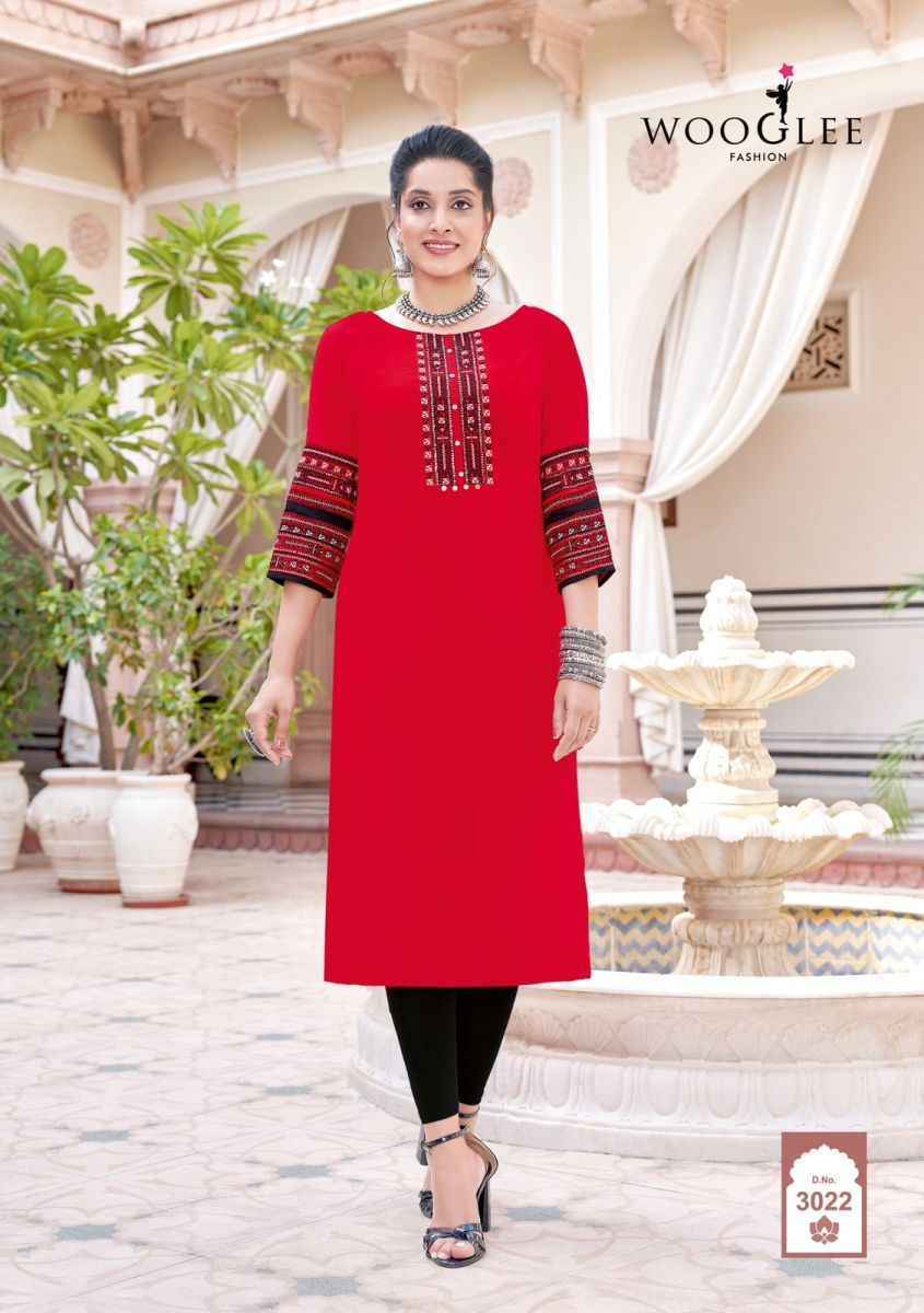Wooglee Salonee Vol 5 Rayon Kurti 6 pcs Catalogue