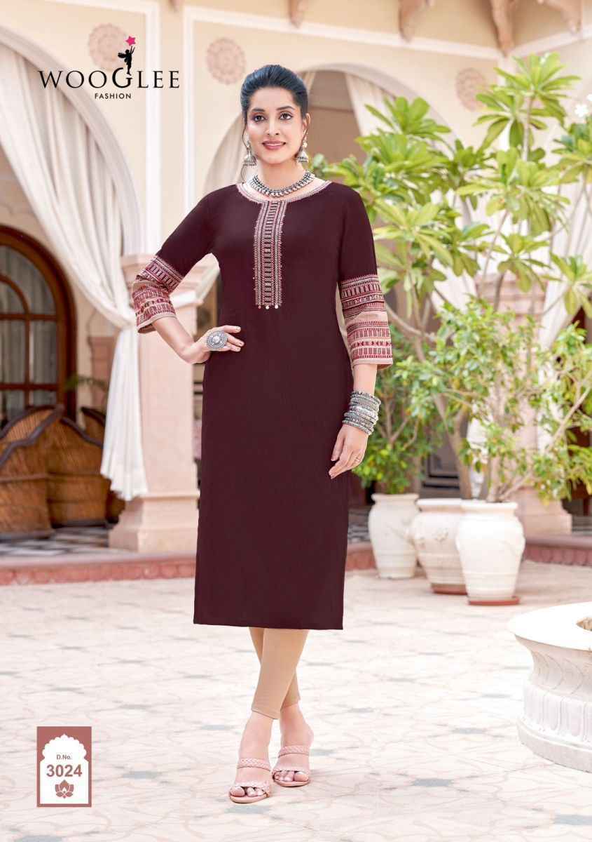 Wooglee Salonee Vol 5 Rayon Kurti 6 pcs Catalogue