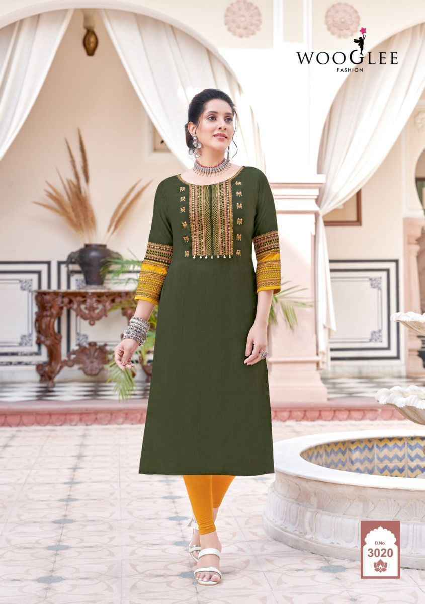 Wooglee Salonee Vol 5 Rayon Kurti 6 pcs Catalogue