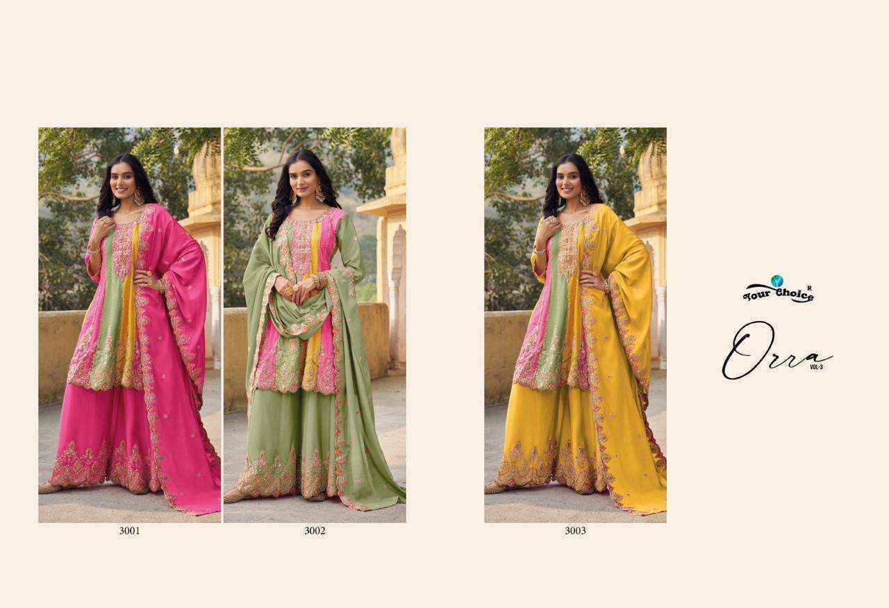 Your Choice Orra Vol-3 Heavy Chinon Readymade Suit 3 Pc Catalog