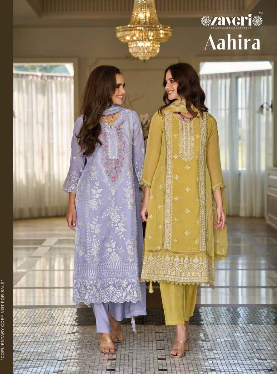 Zaveri Aahira Readymade Organza Dress 3 pcs Catalogue