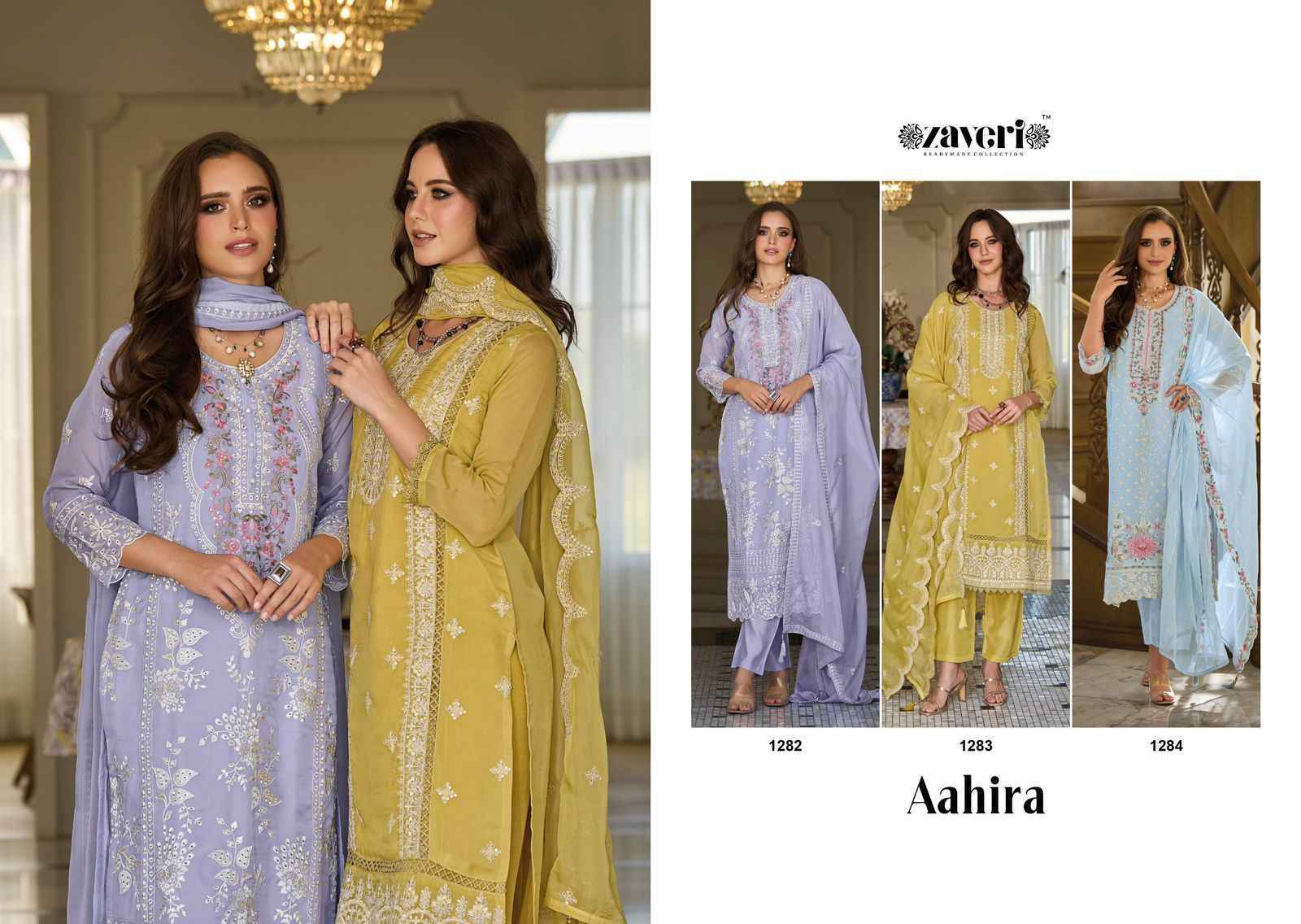 Zaveri Aahira Readymade Organza Dress 3 pcs Catalogue