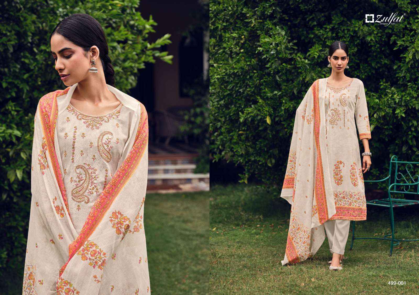 Zulfat Designer Chinaar Cotton Dress Material 10 pcs Catalogue
