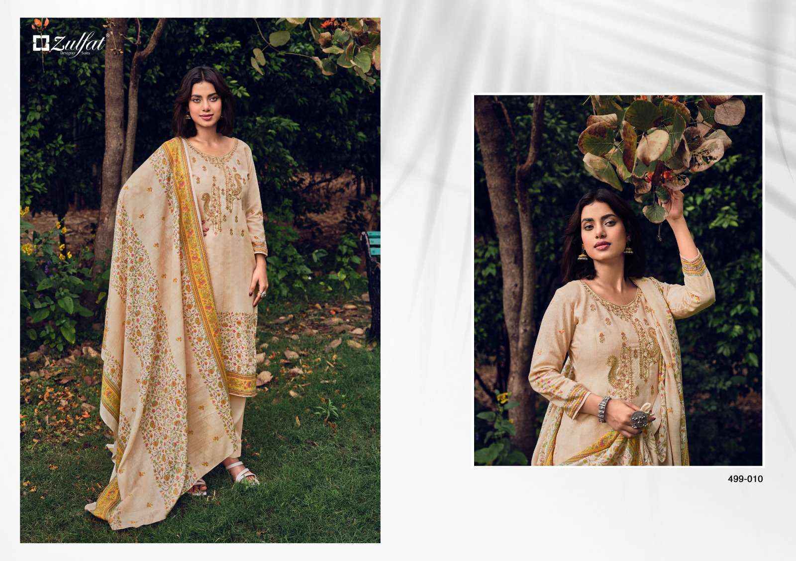 Zulfat Designer Chinaar Cotton Dress Material 10 pcs Catalogue