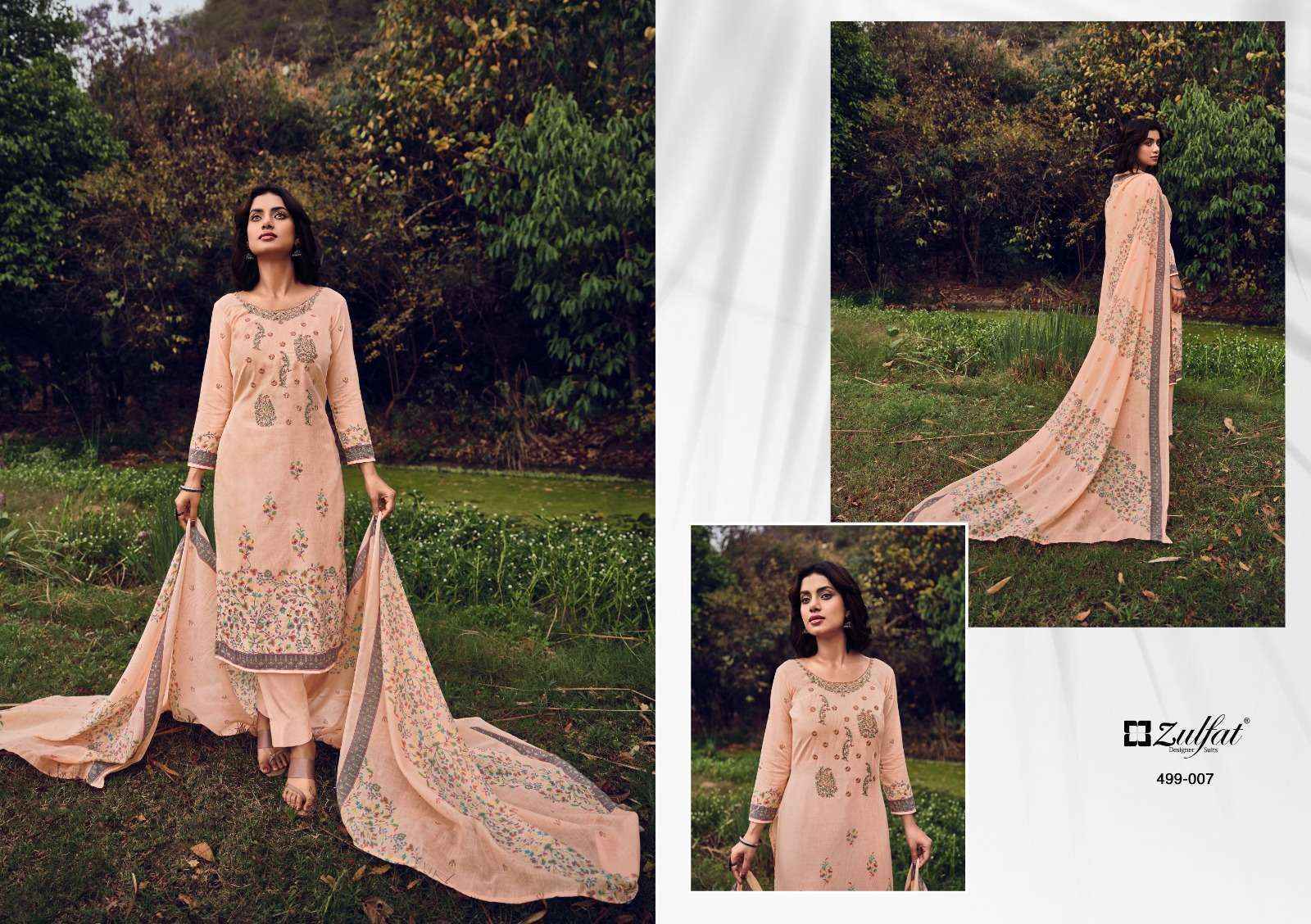 Zulfat Designer Chinaar Cotton Dress Material 10 pcs Catalogue