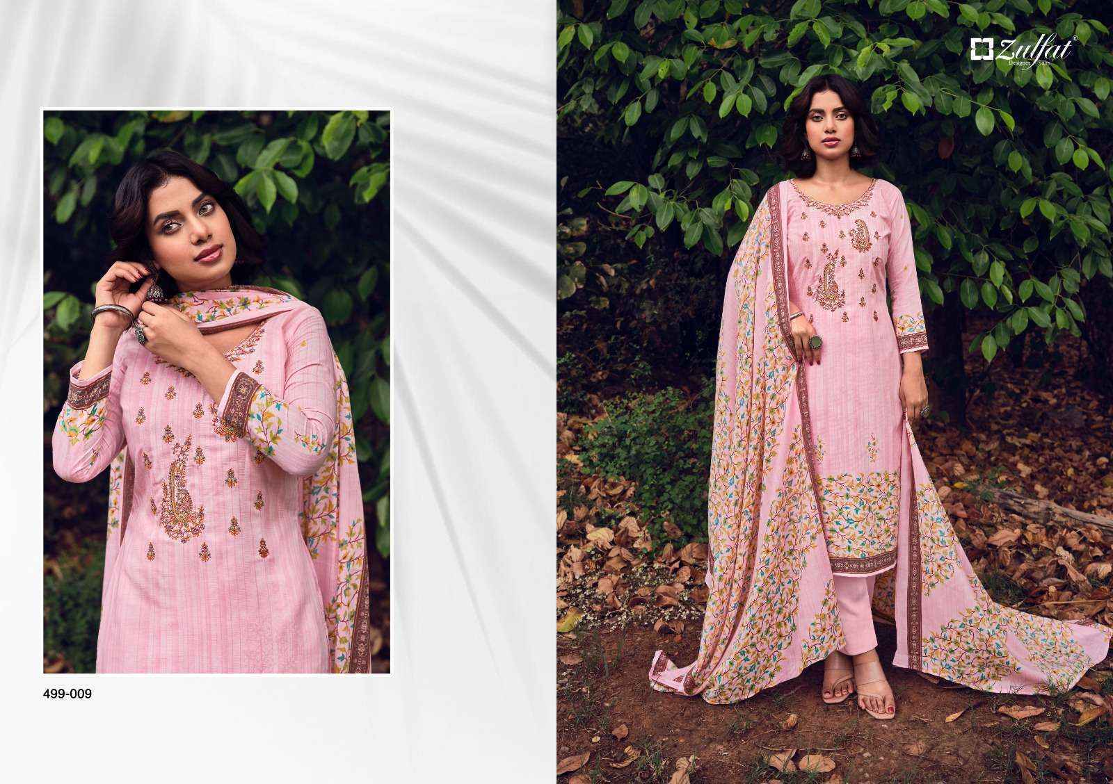 Zulfat Designer Chinaar Cotton Dress Material 10 pcs Catalogue