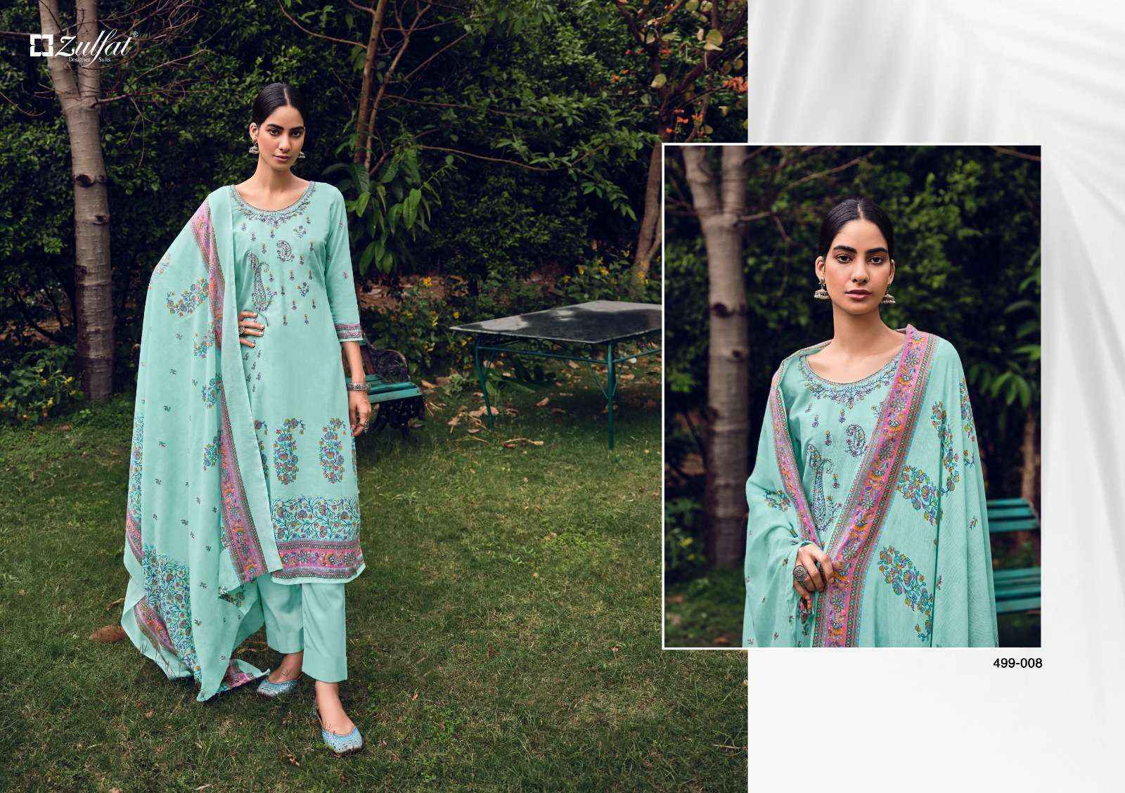 Zulfat Designer Chinaar Cotton Dress Material 10 pcs Catalogue