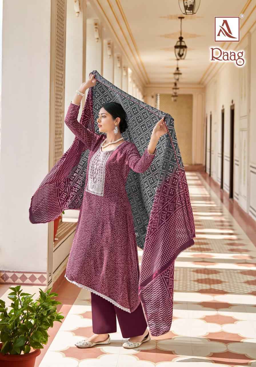 Alok Raag Viscose ReyonBandhani Print Dress Material 8 pcs Catalogue