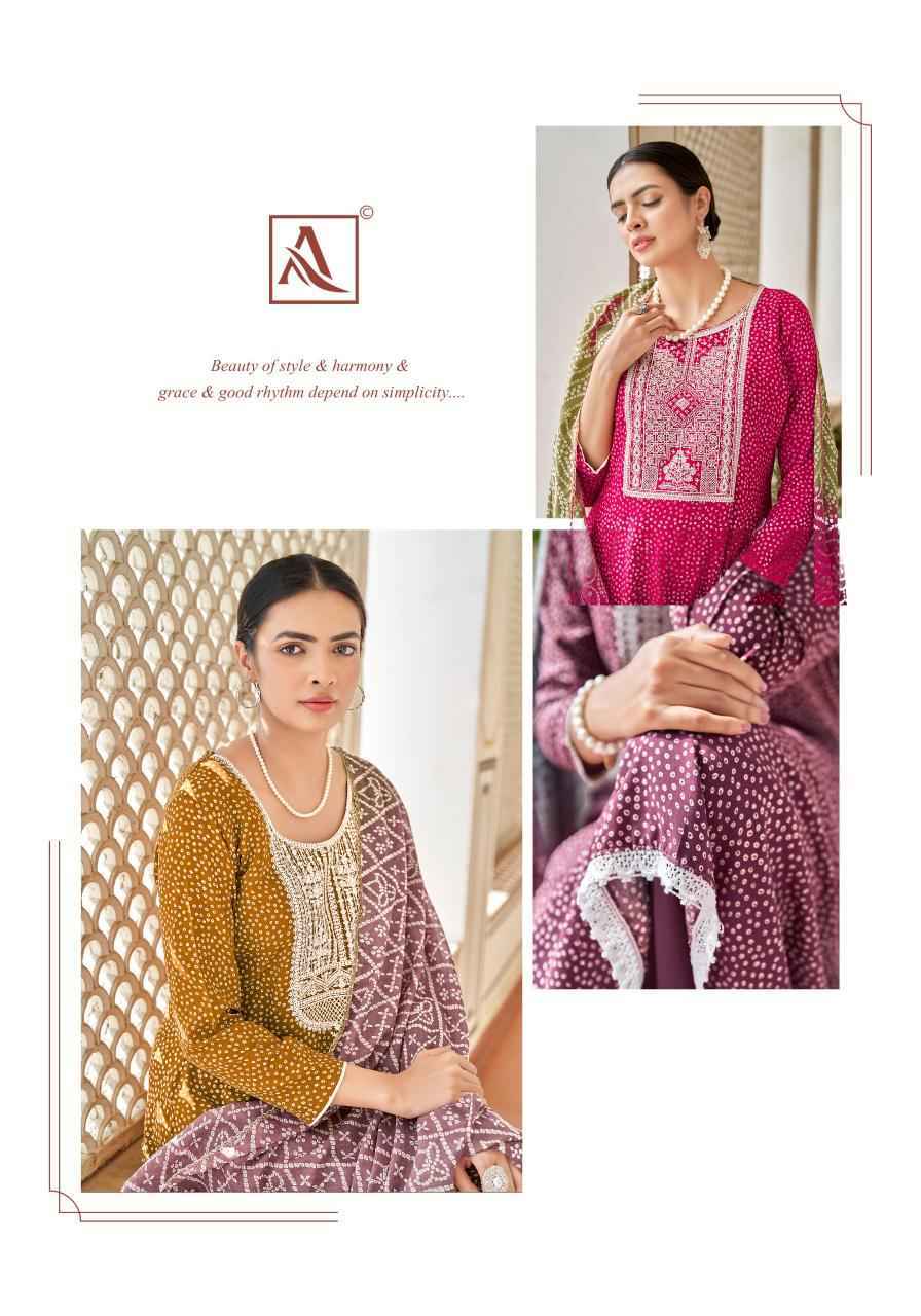 Alok Raag Viscose ReyonBandhani Print Dress Material 8 pcs Catalogue