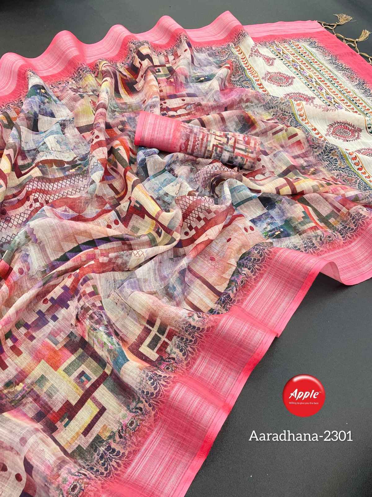 Apple Aaradhana Vol-23 Pure Linen Saree 8 Pc Catalog