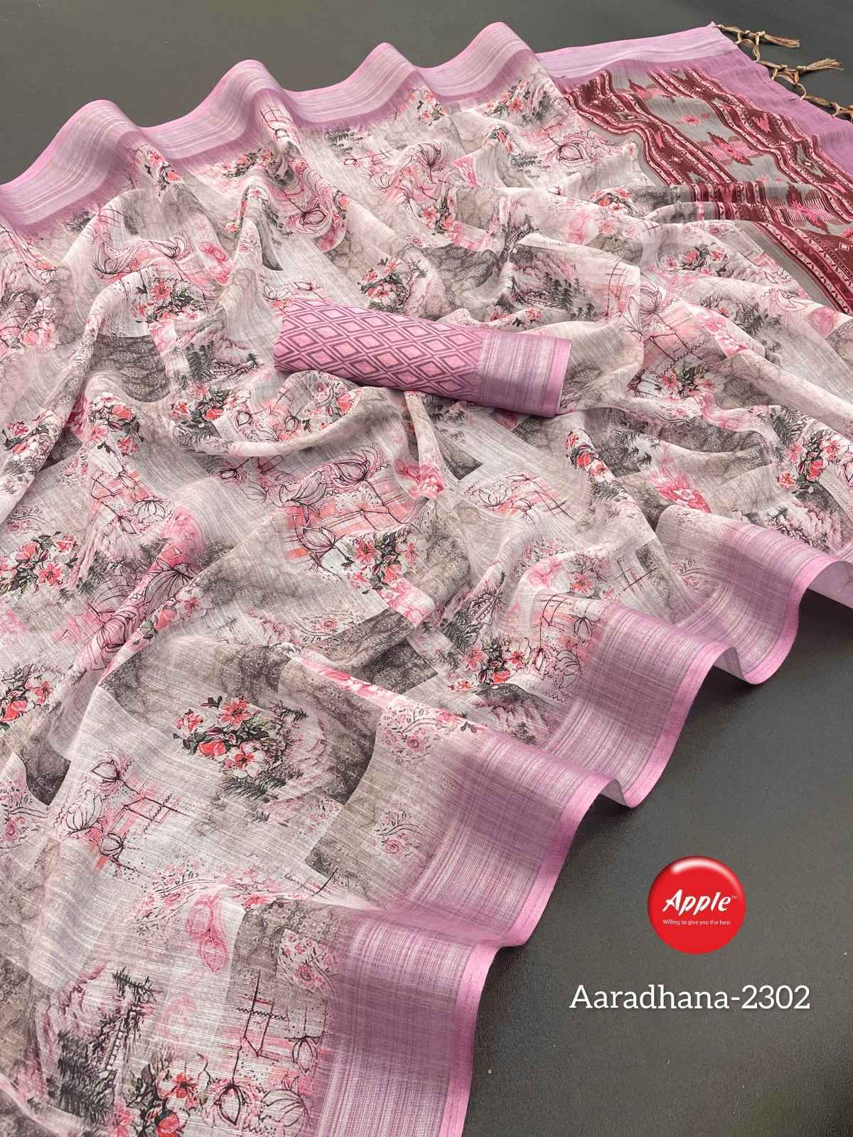 Apple Aaradhana Vol-23 Pure Linen Saree 8 Pc Catalog