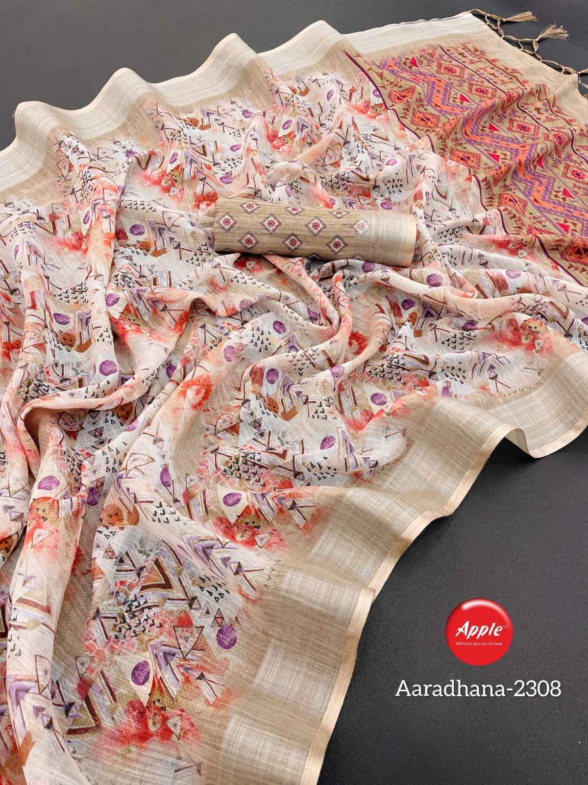 Apple Aaradhana Vol-23 Pure Linen Saree 8 Pc Catalog