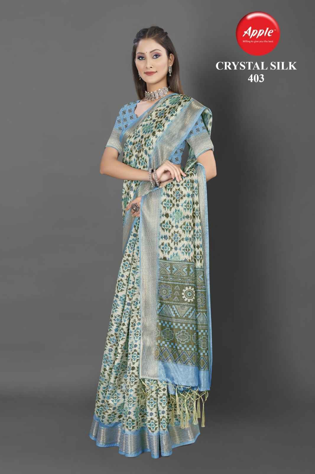 Apple Crytal Silk Vol-4 Crytal Silk Saree 8 Pc Catalog