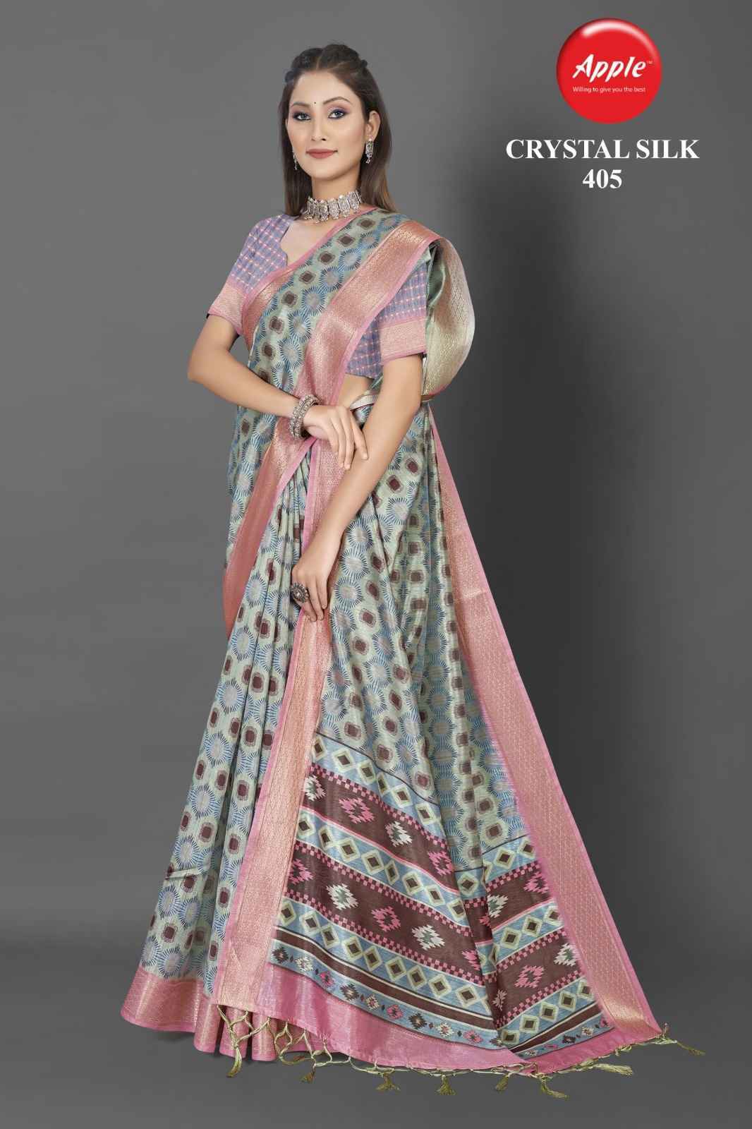 Apple Crytal Silk Vol-4 Crytal Silk Saree 8 Pc Catalog