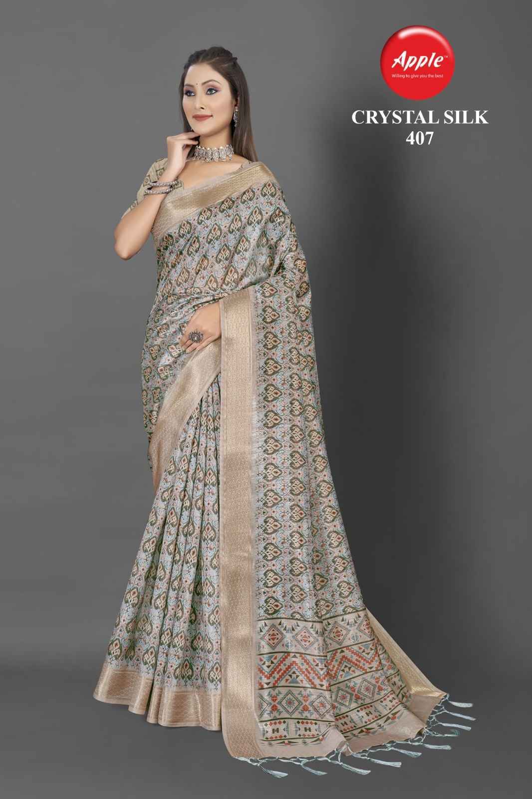 Apple Crytal Silk Vol-4 Crytal Silk Saree 8 Pc Catalog