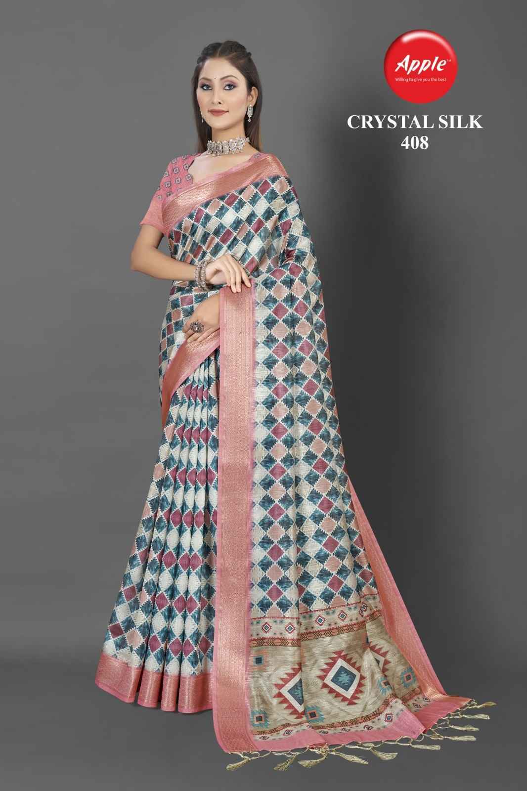 Apple Crytal Silk Vol-4 Crytal Silk Saree 8 Pc Catalog