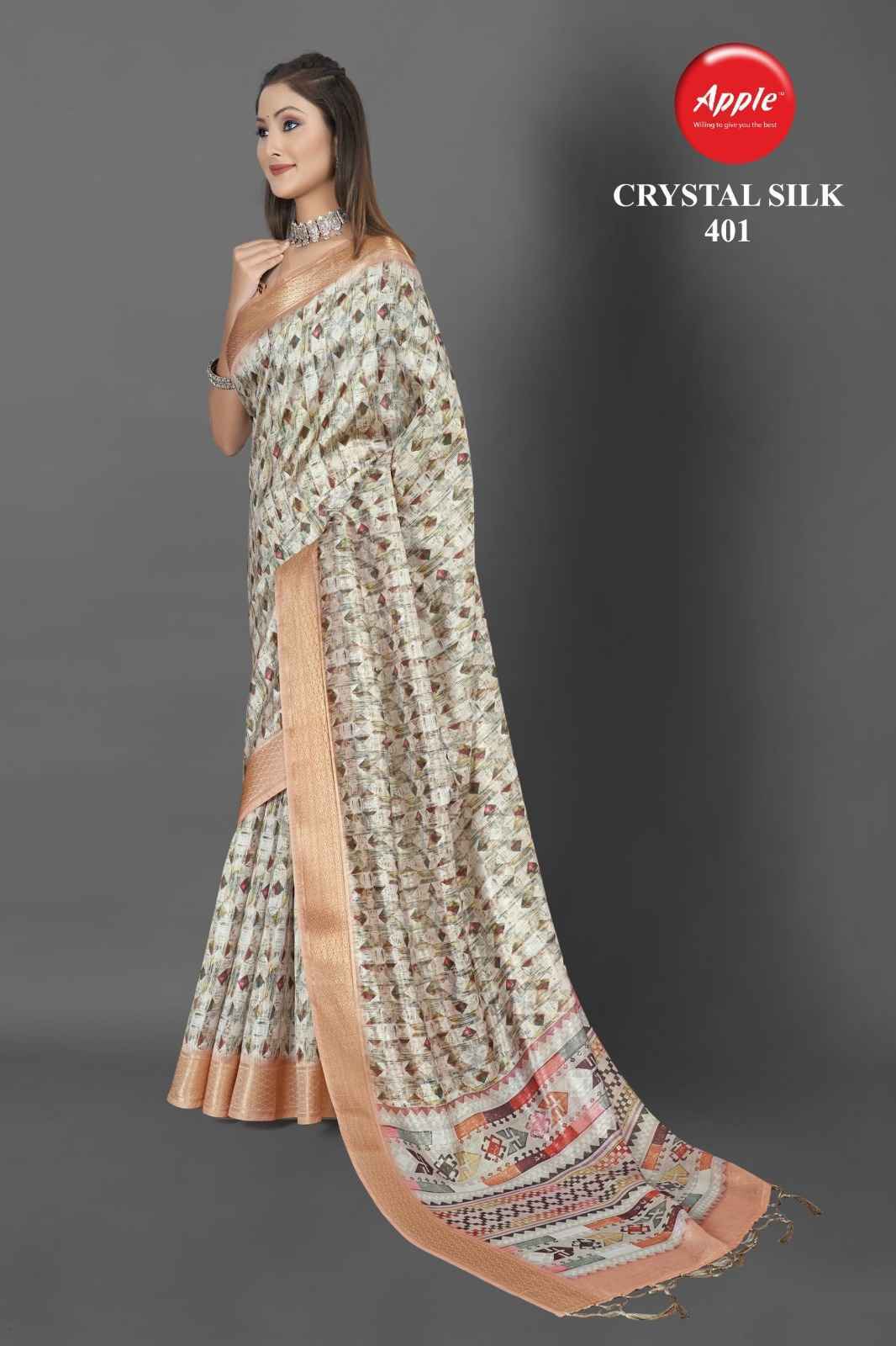 Apple Crytal Silk Vol-4 Crytal Silk Saree 8 Pc Catalog