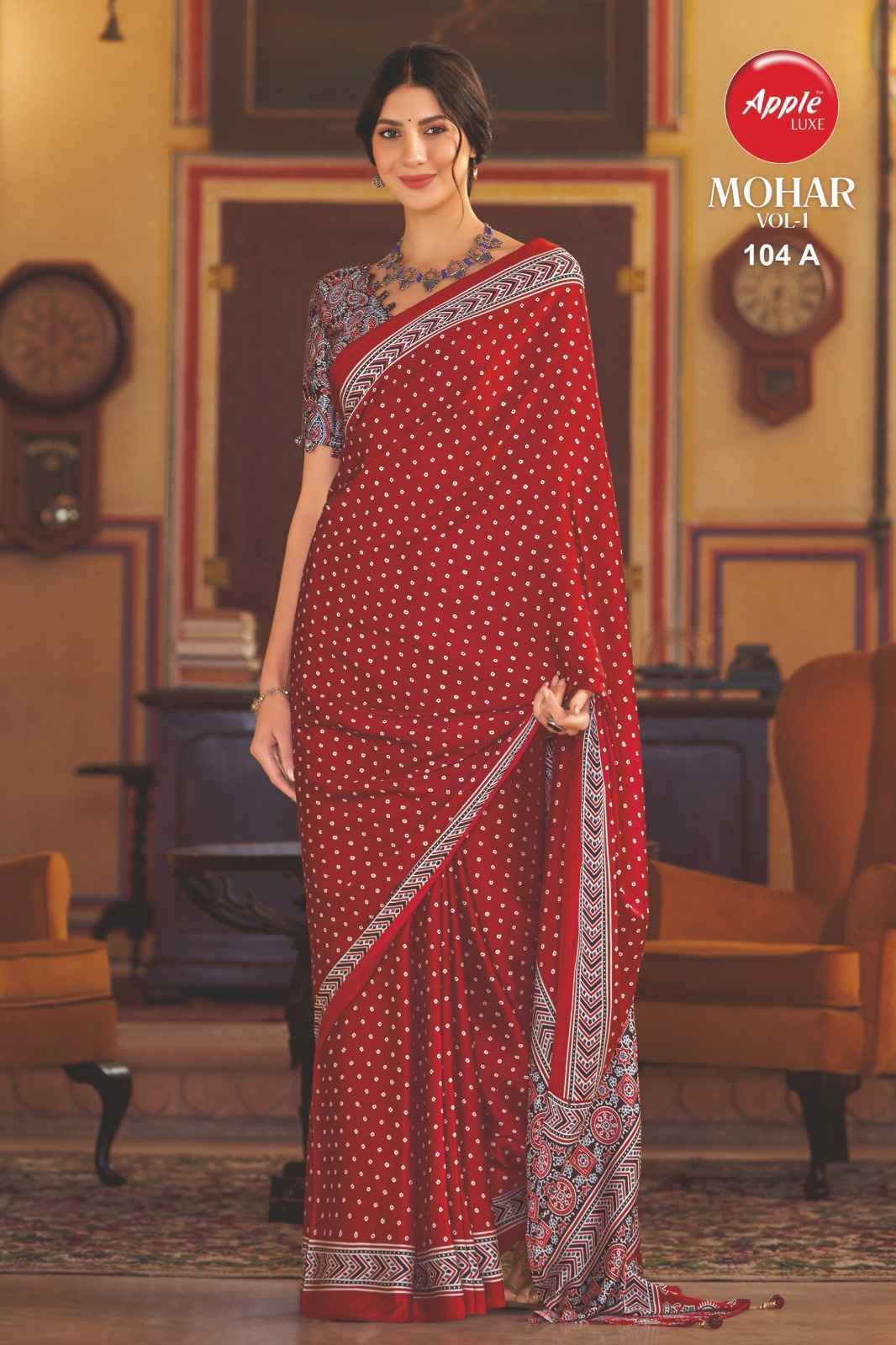 Apple Mohar Vol-1 Japan Satin Saree 8 Pc Catalog