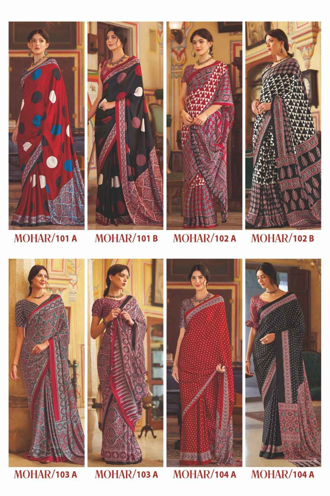 Apple Mohar Vol-1 Japan Satin Saree 8 Pc Catalog