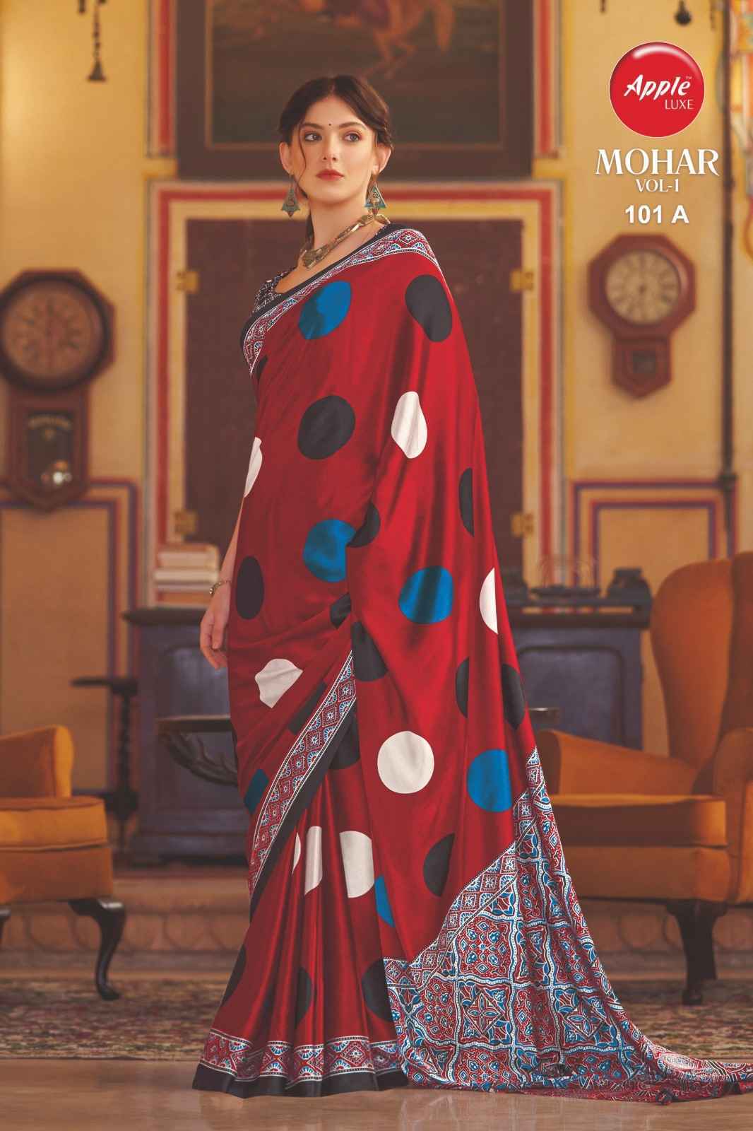 Apple Mohar Vol-1 Japan Satin Saree 8 Pc Catalog