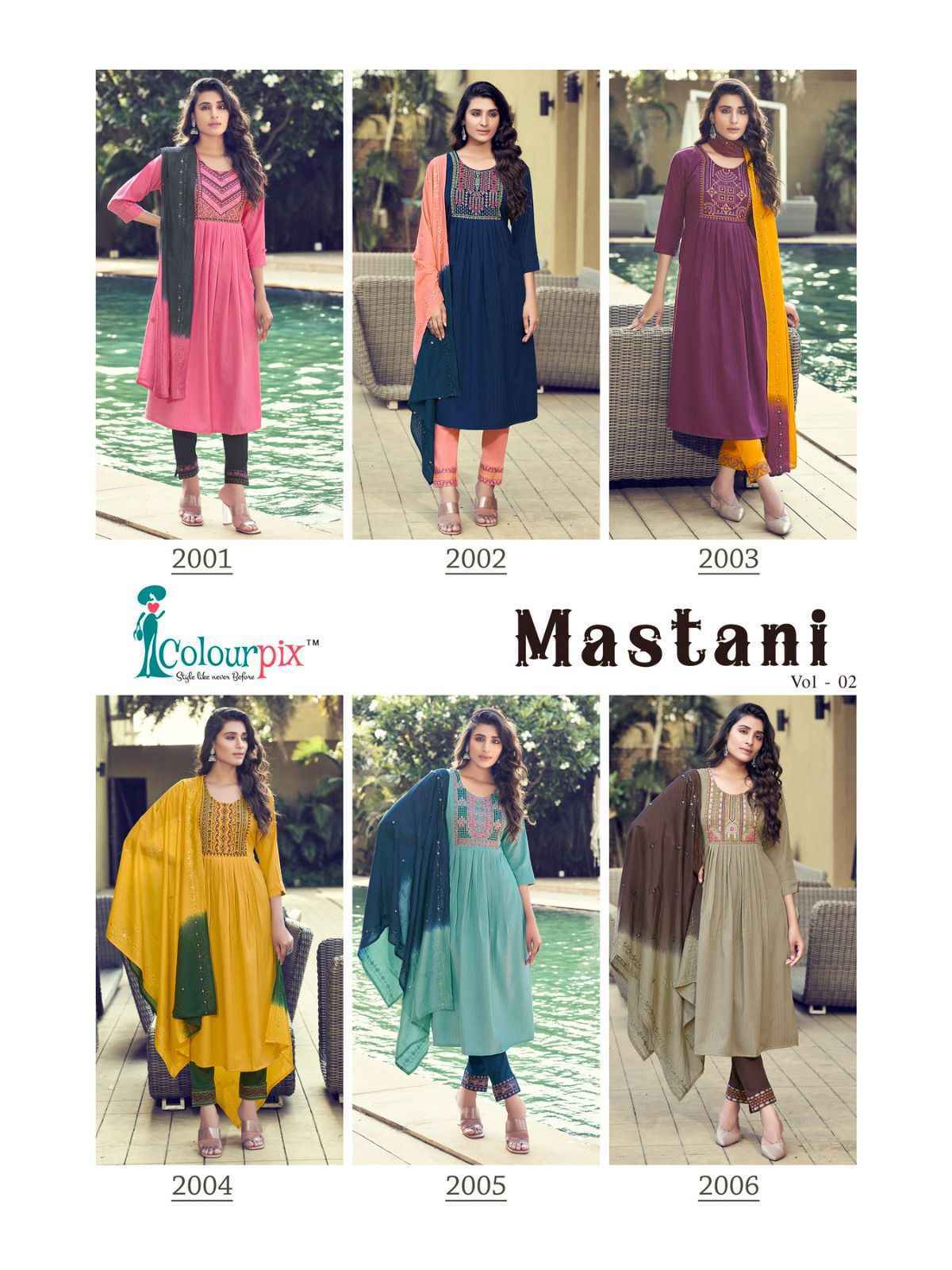 Colourpix Mastani Vol-2 Reyon Readymade Suit 6 pcs Catalogue