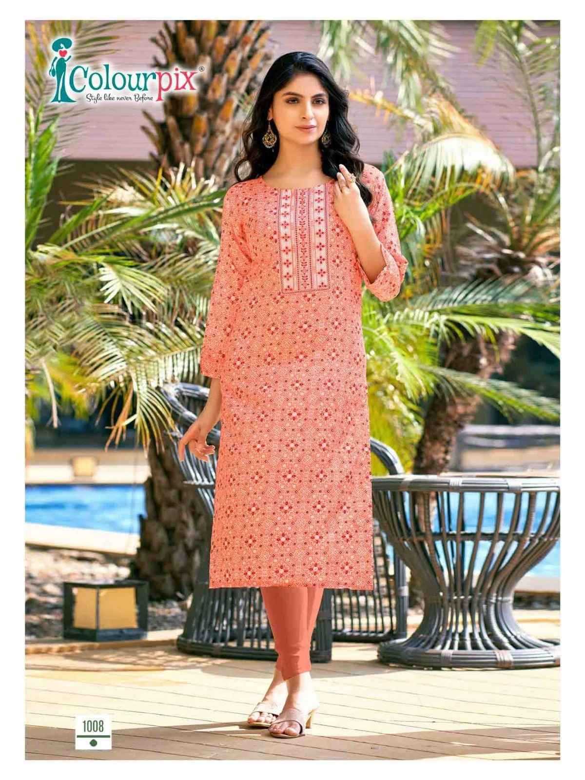 Colourpix Rolex Vol-1 Heavy Rayon Kurti 8 pcs Catalogue