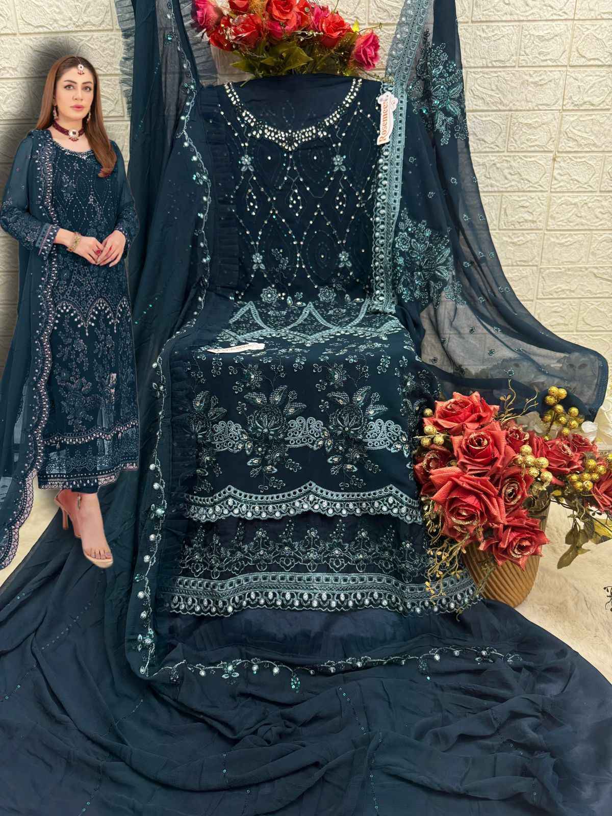 Fepic Rosemeen C-1777 Georgette Embroidered Dress Material 3 Pc Catalog