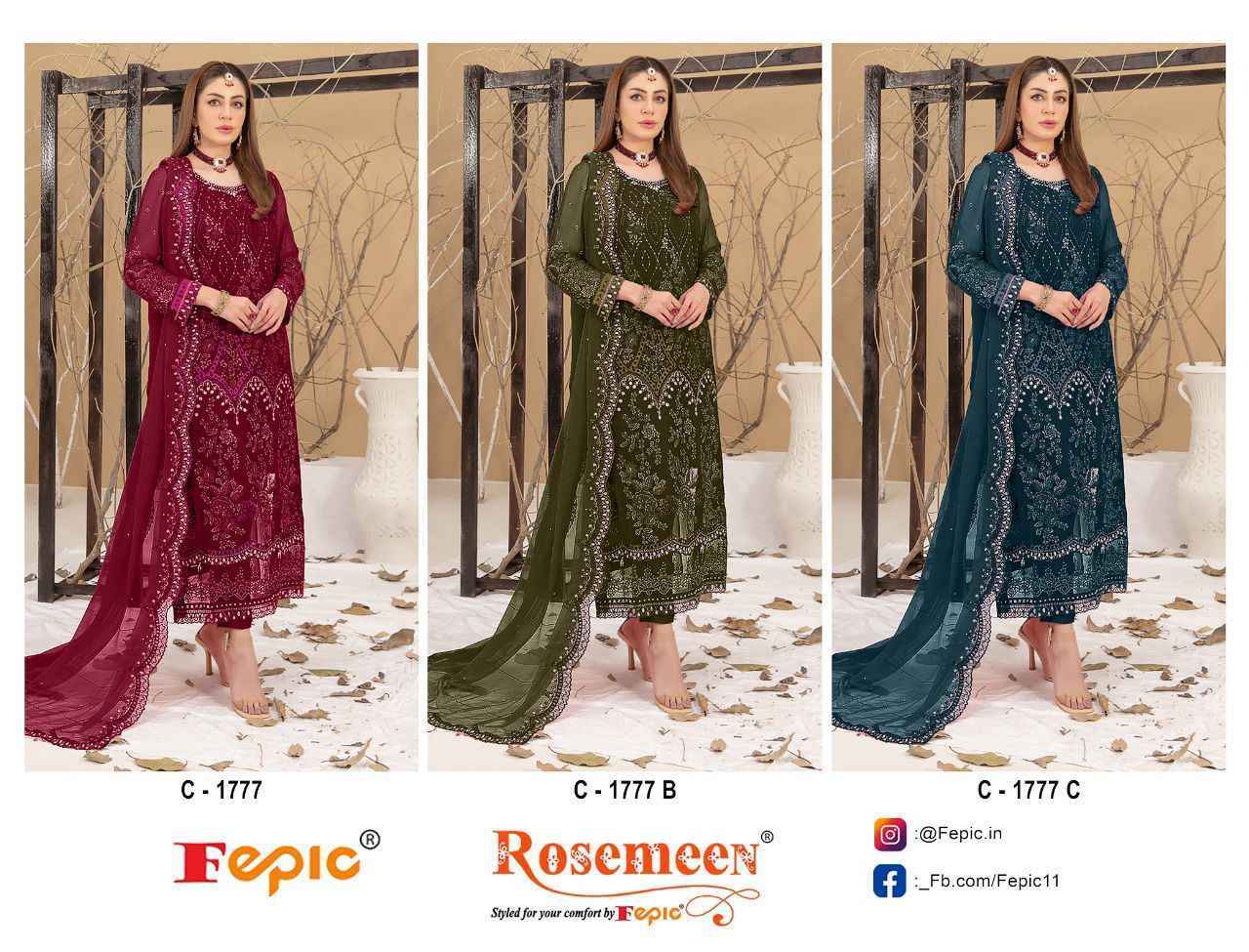 Fepic Rosemeen C-1777 Georgette Embroidered Dress Material 3 Pc Catalog