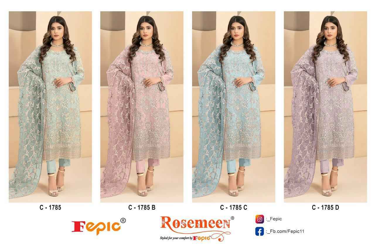 Fepic Rosemeen C-1785 Georgette Embroidered Dress Material 4 Pc Catalog