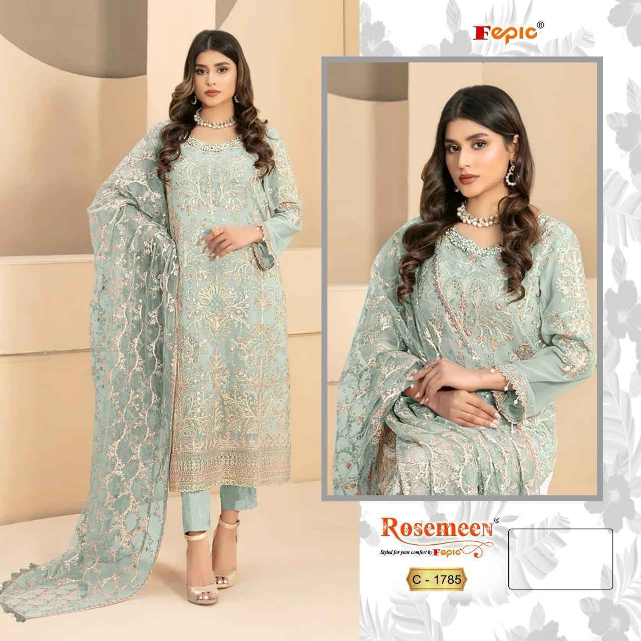 Fepic Rosemeen C-1785 Georgette Embroidered Dress Material 4 Pc Catalog