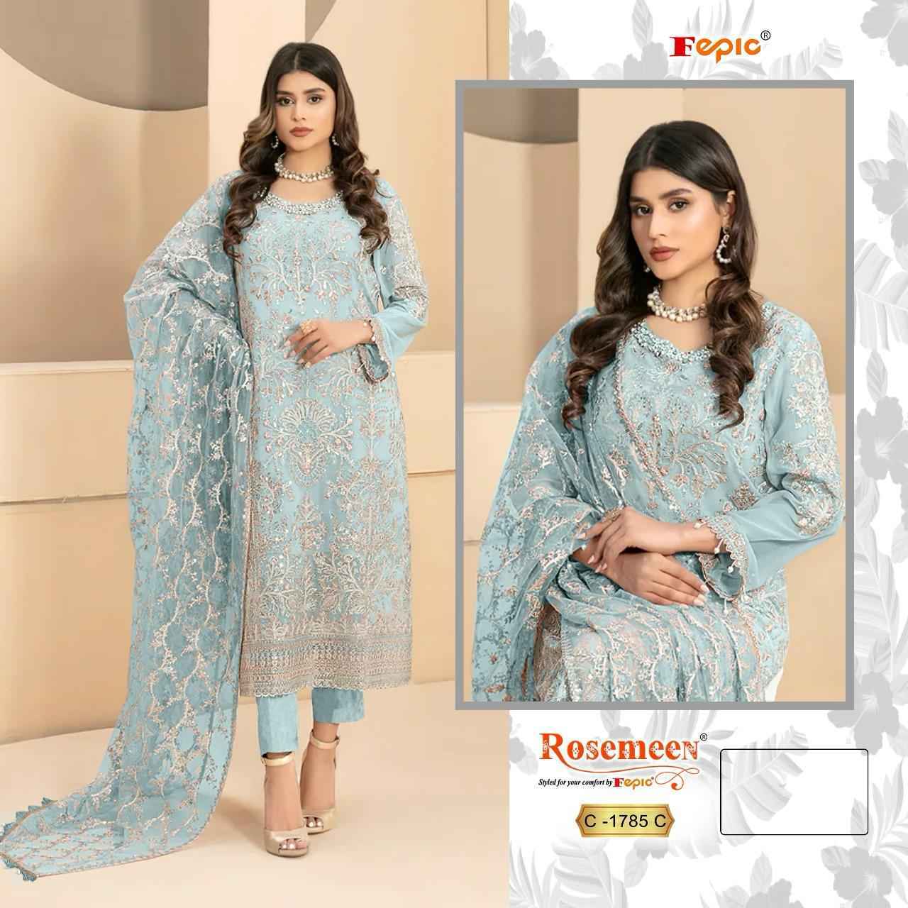 Fepic Rosemeen C-1785 Georgette Embroidered Dress Material 4 Pc Catalog