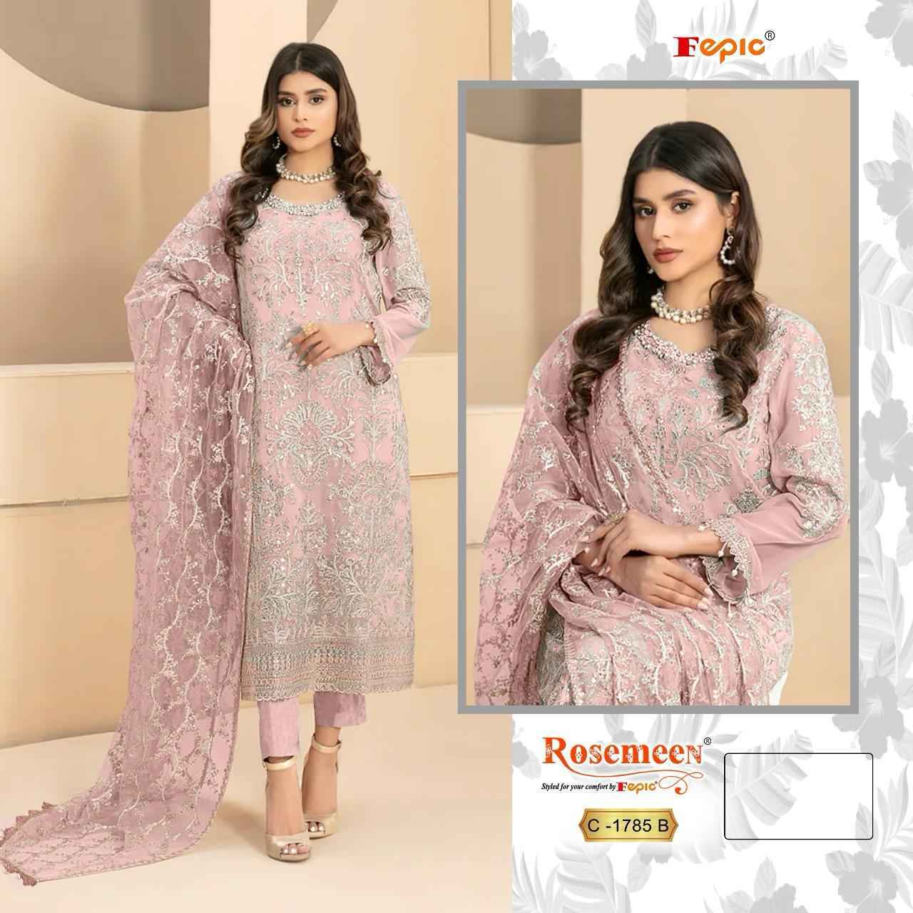 Fepic Rosemeen C-1785 Georgette Embroidered Dress Material 4 Pc Catalog