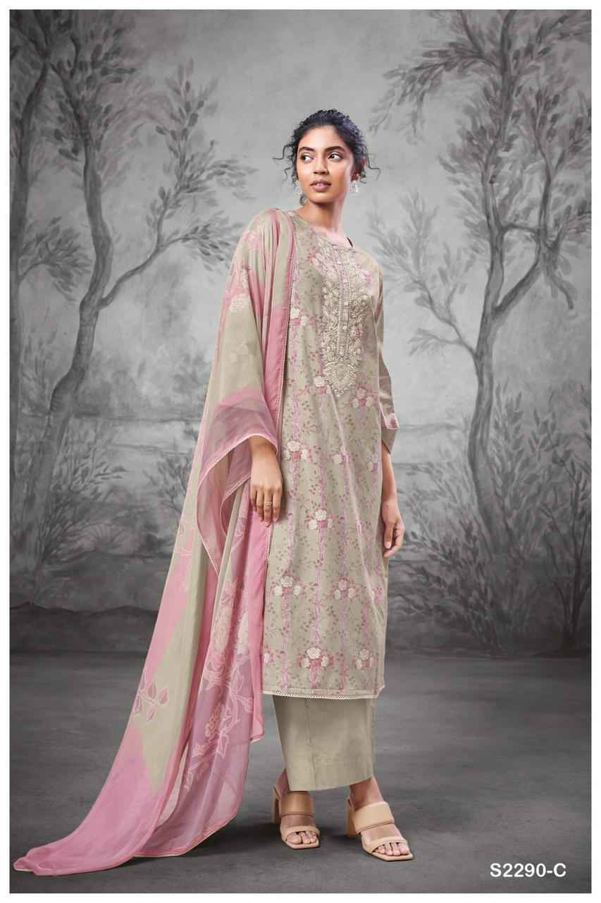 Ganga Eesha Premium Cotton Printed Dress Material 4 Pc Catalog