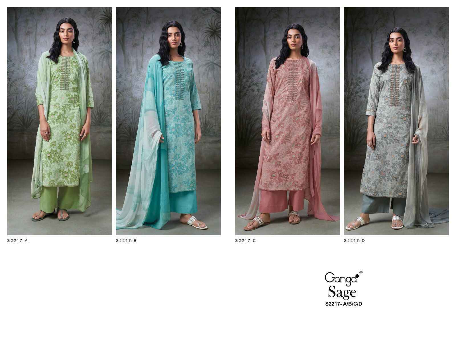 Ganga Sage Premium Cotton Dress Material 4 Pc Catalog