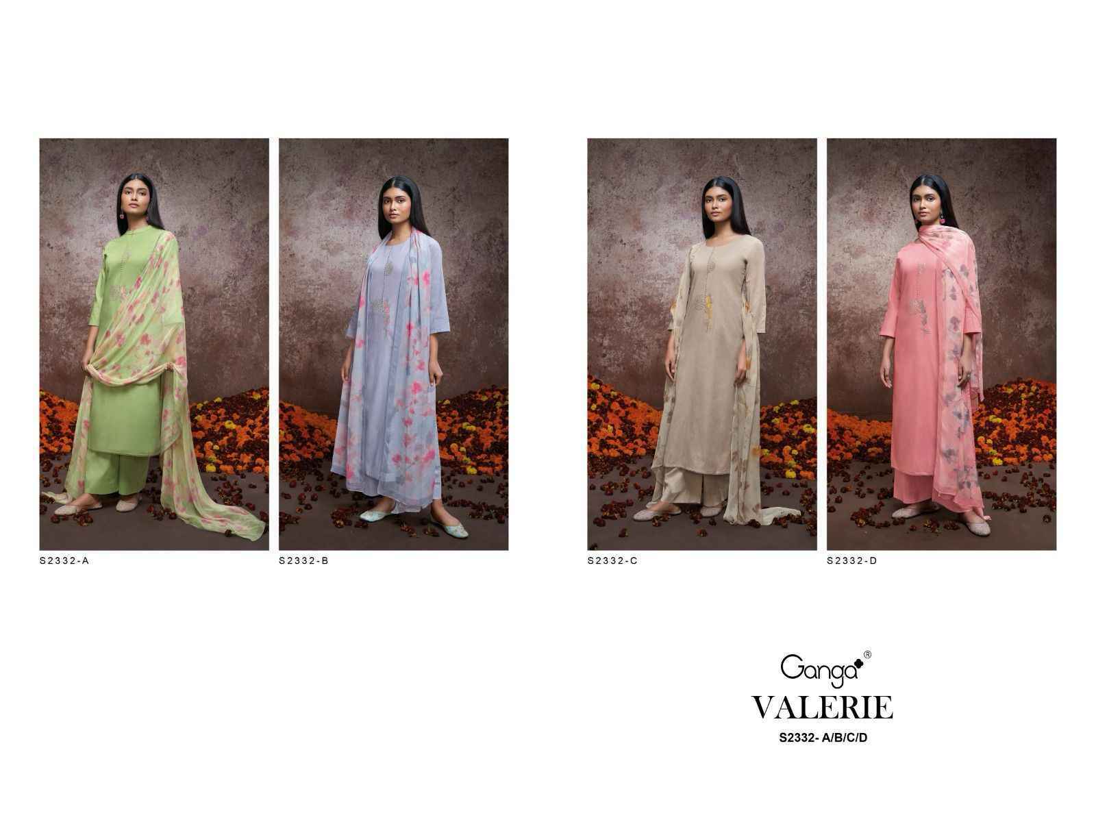 Ganga Valerie Premium Cotton Dress Material 4 Pc Catalog