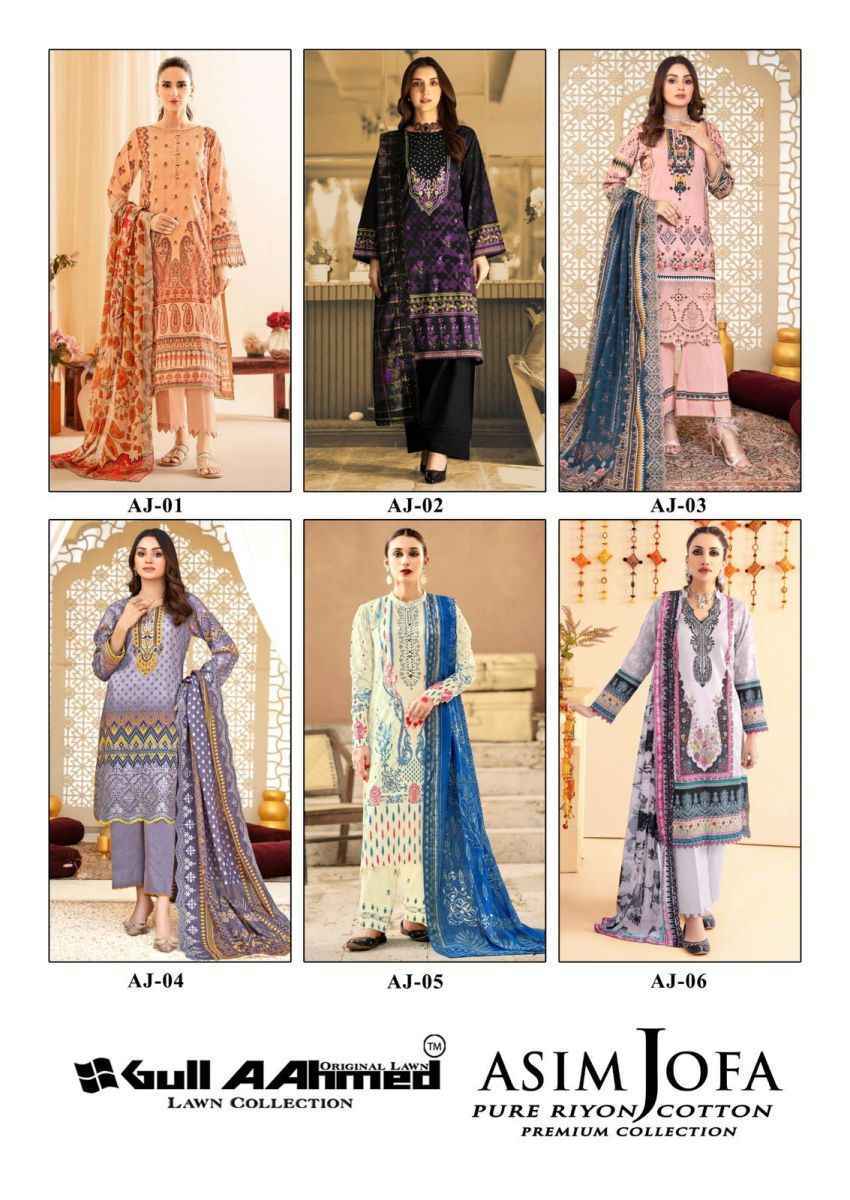 Gull Aahmed Asim Jofa Pure Rayon Cotton Dress Material 6 pc Cataloge