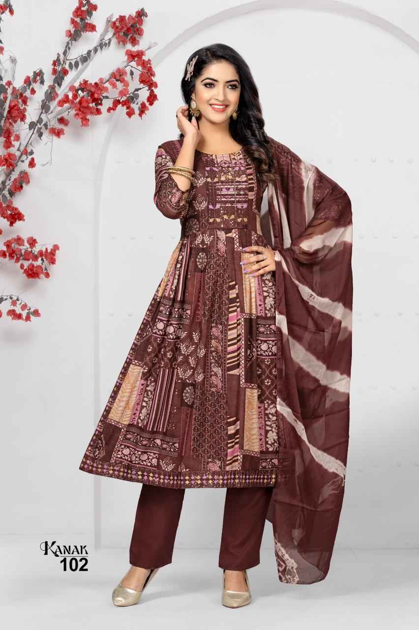 Hirwa Kanak Heavy Rayon Readymade Suit 6 pc Cataloge