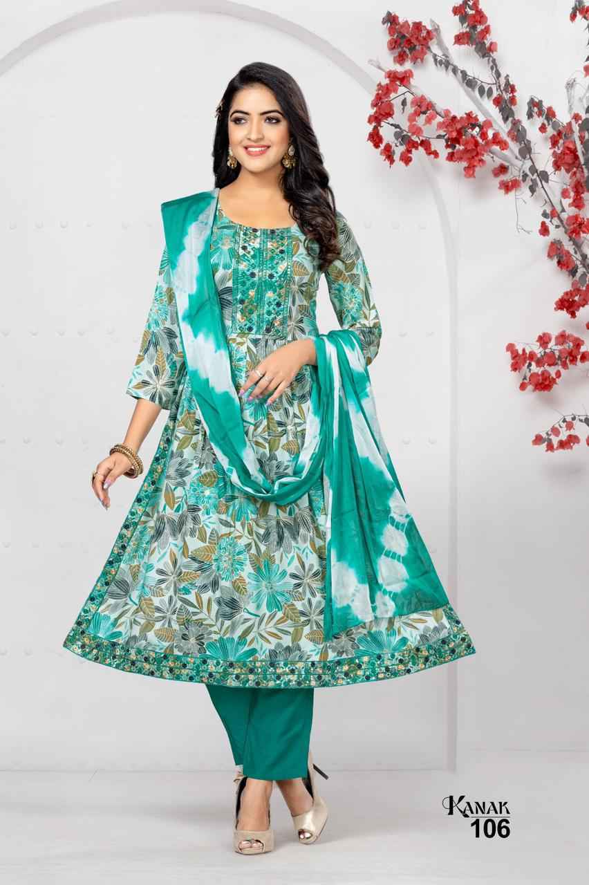 Hirwa Kanak Heavy Rayon Readymade Suit 6 pc Cataloge