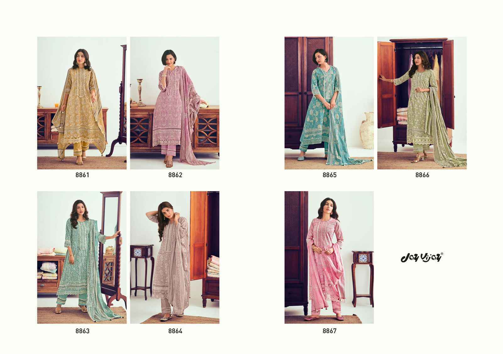 Jay Vijay Almira Pure Cotton Dress Material Best Ladies Suits Supplier