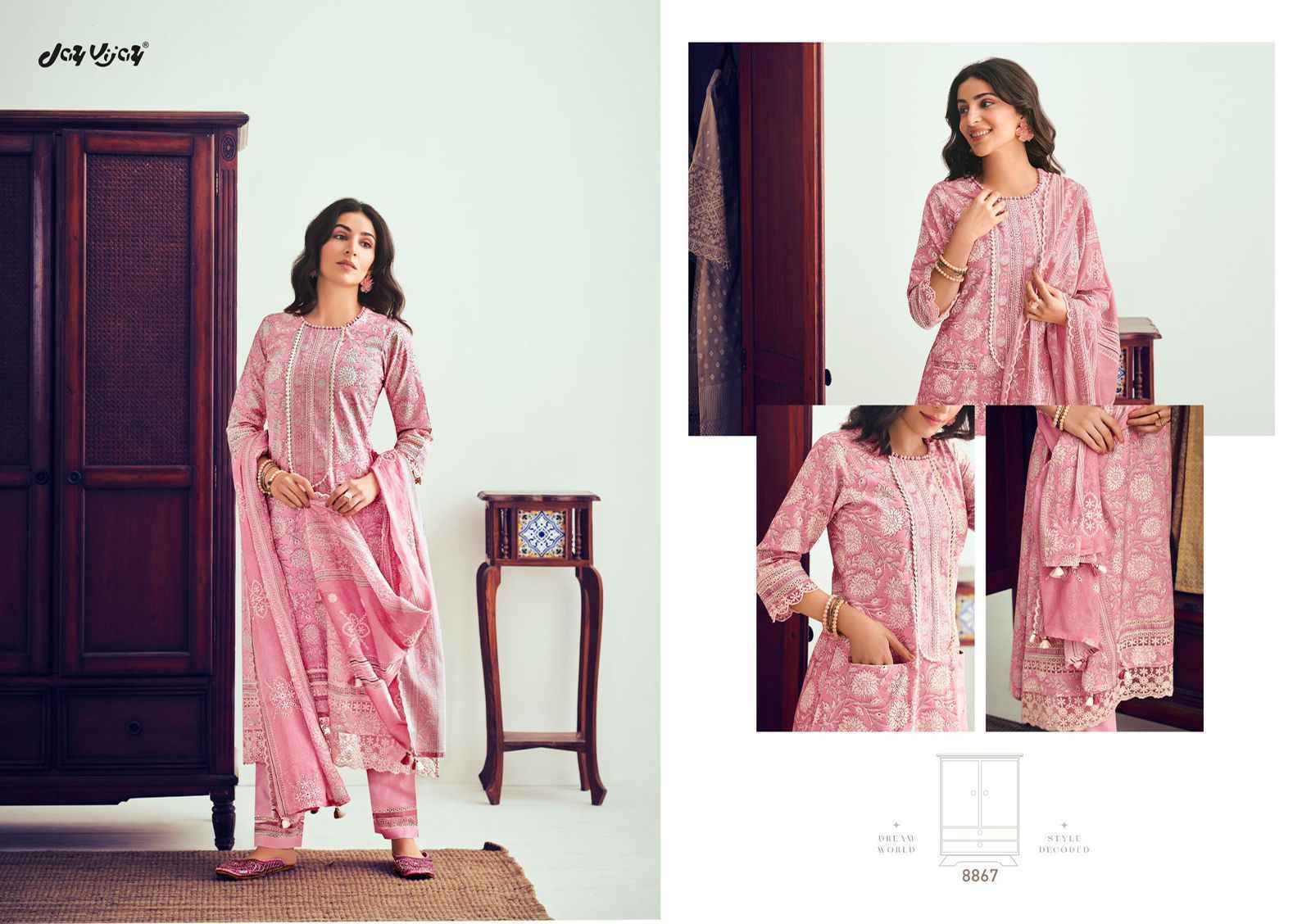 Jay Vijay Almira Pure Cotton Dress Material 7 pcs Catalogue