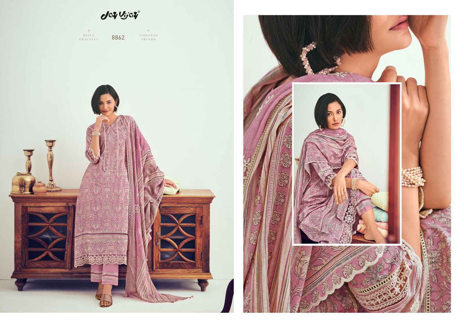 Jay Vijay Almira Pure Cotton Dress Material 7 pcs Catalogue