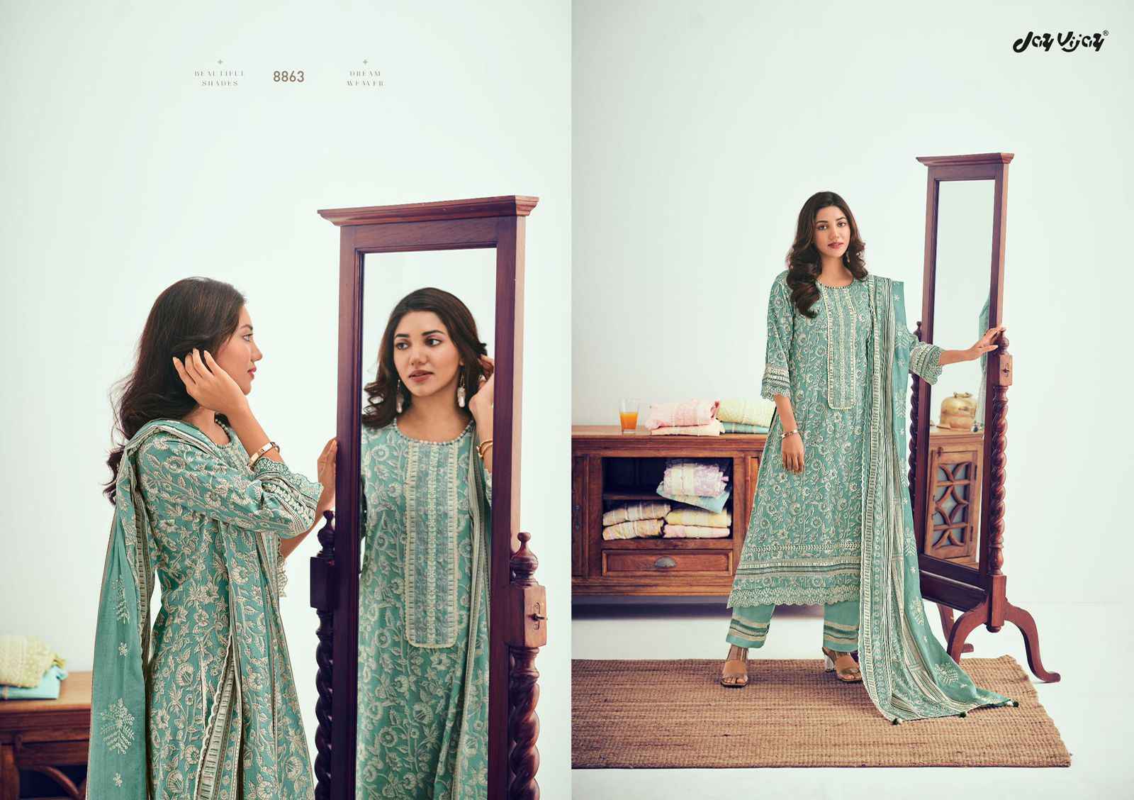 Jay Vijay Almira Pure Cotton Dress Material 7 pcs Catalogue