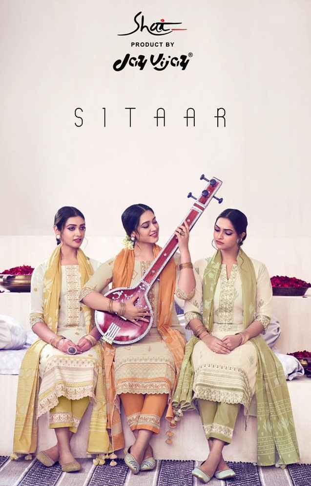 Jay Vijay Sitaar Pure Cotton Dress Material 6 pcs Catalogue